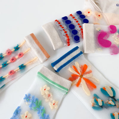 Calcetines de Flores para Mujer en Seda de Vidrio Transpirable - Image 6