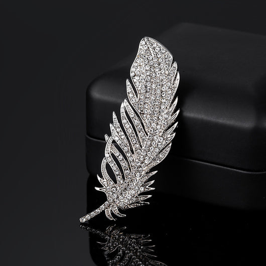 Broche de Pluma Diamantado Estilo Coreano - Accesorio Premium para Traje - Image 3