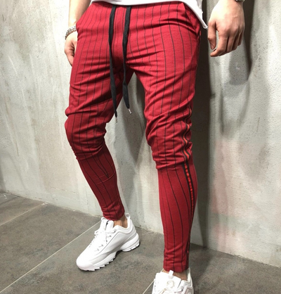 Pantalones de jogging para hombre con rayas y cordón ajustable - Image 3