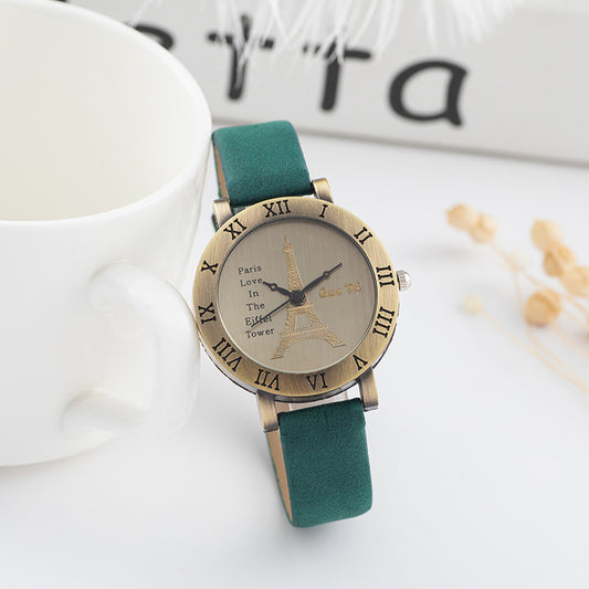 Reloj de Cuero Versátil con Números Romanos para Estudiantes