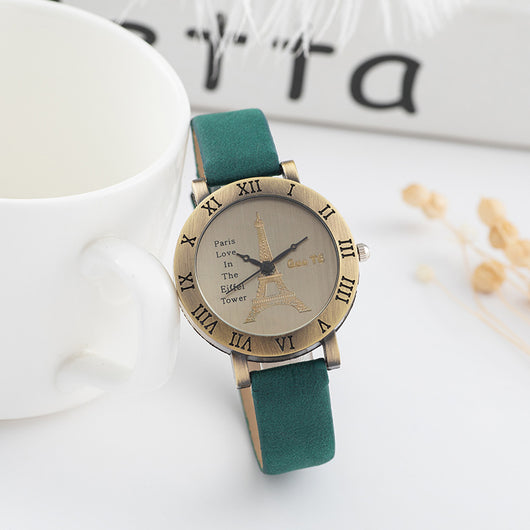 Reloj de Cuero Versátil con Números Romanos para Estudiantes