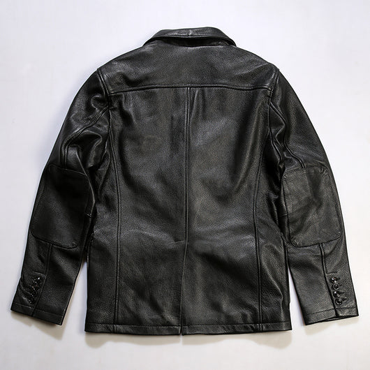 Blazer de Cuero Casual Abotonado Simple - Image 3