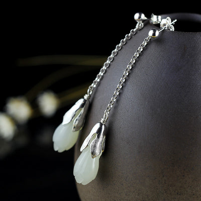 Aretes de Jade Hetian Flor Magnolia Hechos a Mano - Image 22