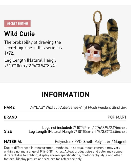 [IN STOCK] POPMART CRYBABY Wild but Cutie Series - Vinyl Plush Pendant Blind Box - Tekeno