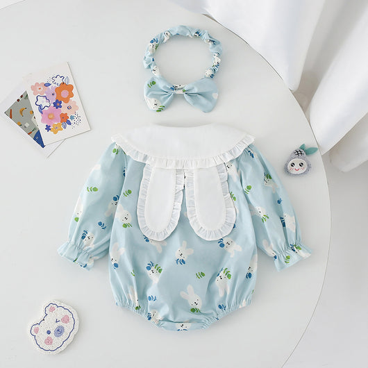 Vestido Enterizo Azul con Mangas Largas para Niñas - Image 3