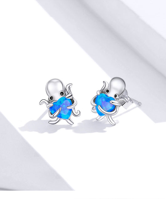 Aretes de Pulpo Plateados - Diseño Adorable para Mujer - Image 5