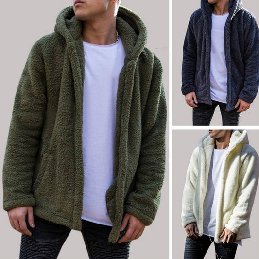 Chaqueta Hoodie Polar Cálida para Hombre - Diseño Liso Versátil - Image 2