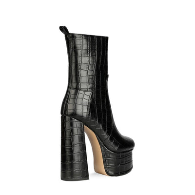 Botas de Tacón Alto con Textura Metálica y Patrón en Piedra - Image 3