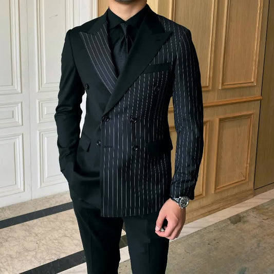 Blazer de Rayas Doble Botonadura - Traje Ejecutivo Tailored para Hombre - Image 2