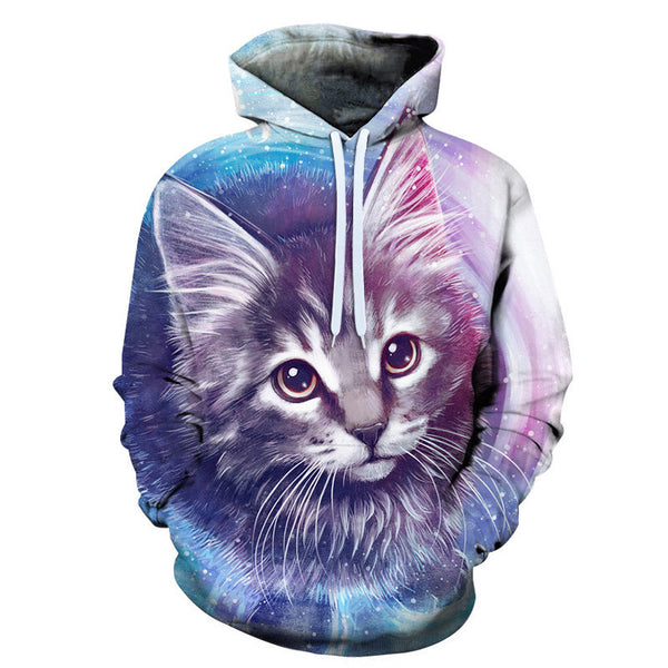 Uniforme de Béisbol Holgado Unisex con Gato Blanco 3D - Estilo Otoñal