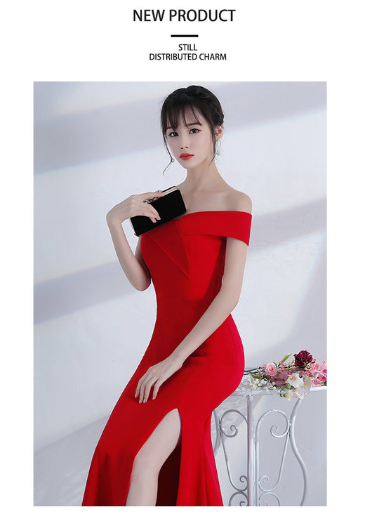 Vestido de Fiesta Elegante con Hombros Descubiertos y Falda Sirena - Image 9