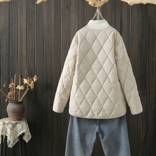 Abrigo de Invierno Acolchado con Rombos y Bolsillos para Mujer - Image 8