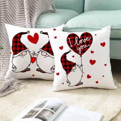 Funda de Almohada Día de San Valentín Letras Cartoon Roja - Tela Melocotón - Image 3