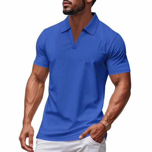 Polo Deportivo Hombre Cuello V Tejido Waffle Manga Corta Suelta - Image 7