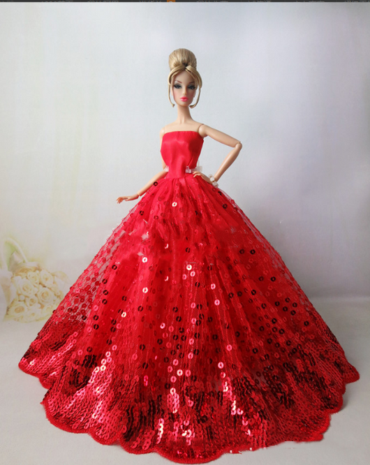 Vestido de Novia para Muñeca con Lentejuelas Brillantes - Todo Incluido - Image 6
