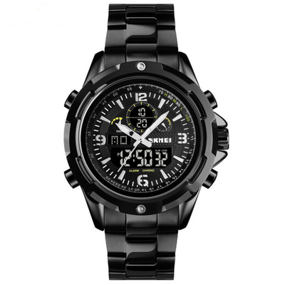 Reloj Deportivo de Acero con Pantalla Dual y Luz Nocturna