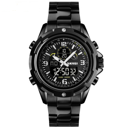 Reloj Deportivo de Acero con Pantalla Dual y Luz Nocturna