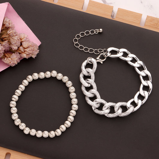 Pulsera Doble Capa Geométrica de Aleación de Aluminio para Mujer - Image 3