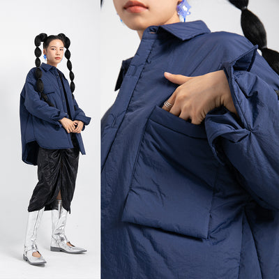 Chaqueta Acolchada Casual Estilo Camisero de Algodón Japonés