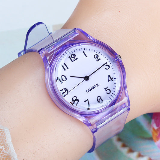 Reloj de Moda con Correa Transparente y Esfera de Color