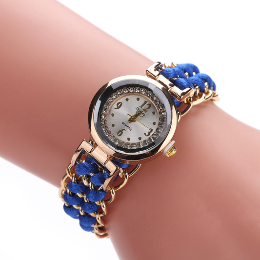 Reloj de Moda Casual para Mujer con Cadena de Cuerda Tejida y Movimiento de Cuarzo
