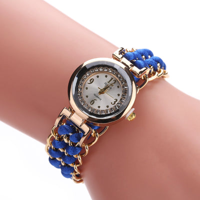 Reloj de Moda Casual para Mujer con Cadena de Cuerda Tejida y Movimiento de Cuarzo