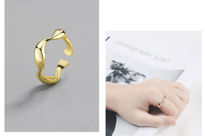 Anillo Ondulado Dorado Brillante - Accesorio de Personalidad - Image 13