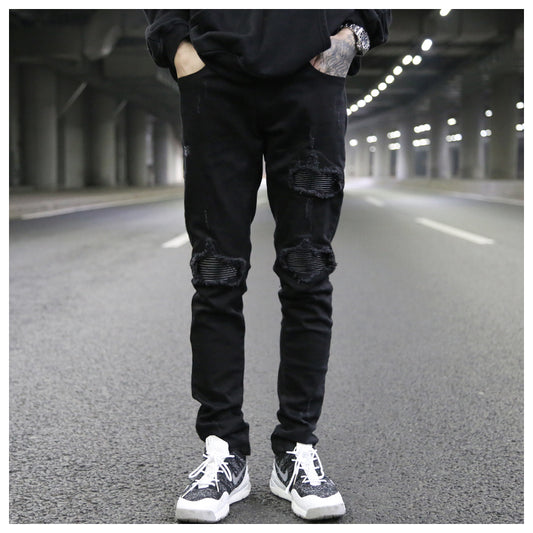 Jeans Slim Fit Elásticos con Parches de Costura PU - Image 2