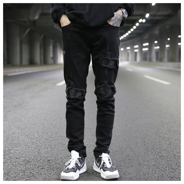 Jeans Slim Fit Elásticos con Parches de Costura PU