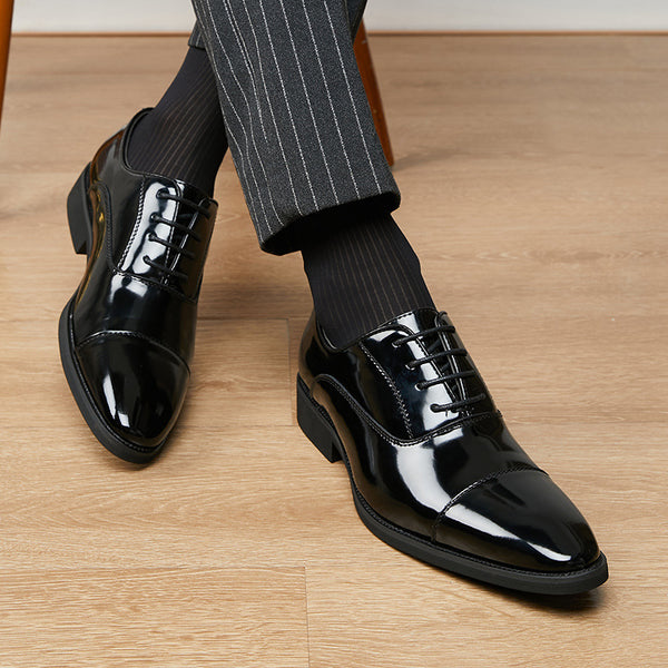 Zapatos Oxford de Cuero Charol con Punta Fina - Calzado Ejecutivo para Hombre