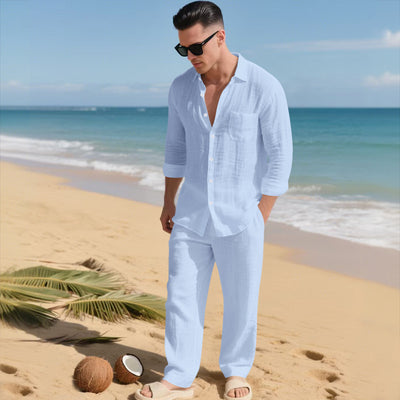 Conjunto de Camisa Suelta y Pantalón de Manga Larga para Playa - Image 11