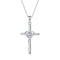 Sterling Plateado Cross Pendant Trendy Clavicle Chain Blanco Pendant