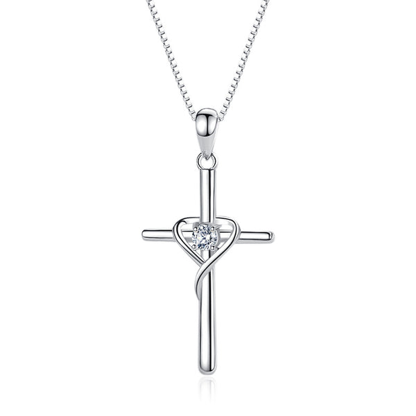 Dije de Cruz en Plata de Ley Cadena Escote Tendencia