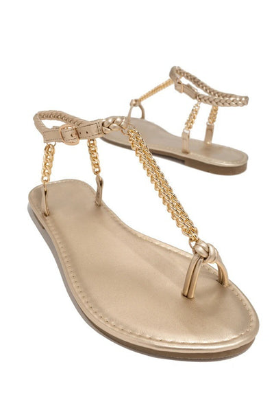 Sandalias Planas con Cadena Metálica para Mujer Talla Grande - Comodidad Playera - Image 11