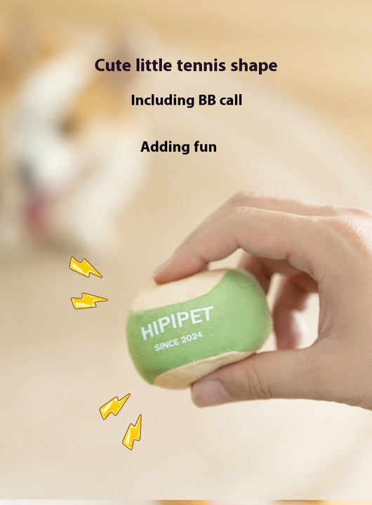 Plush dog toy set featuring a green and beige tennis racket (29cm) and a matching 6cm tennis ball. - Image 15