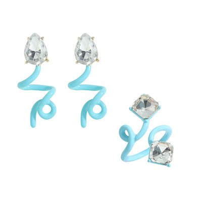 Aretes de Aleación con Diamantes Irregulares Torcidos - Image 12