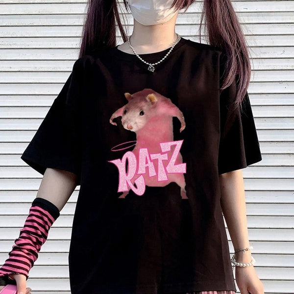 Playera Gótica Kawaii con Estampado - Manga Corta