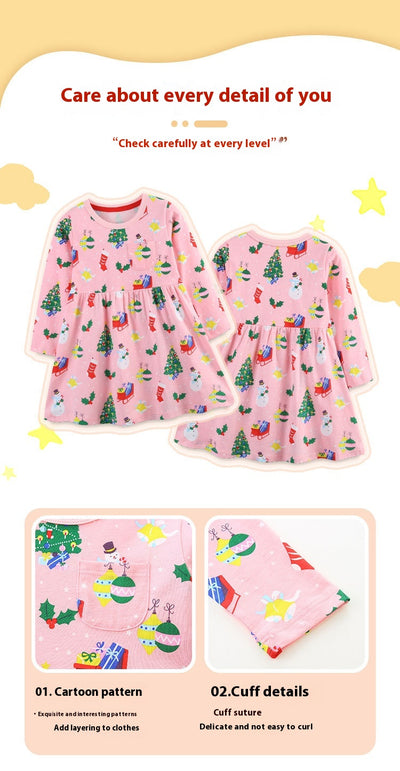 Vestido Navideño Infantil de Algodón Estilo Europeo con Diseño de Princesa - Image 9