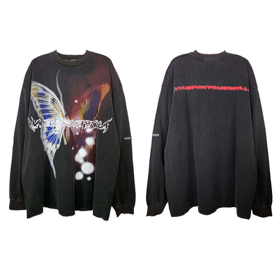 Playera Manga Larga Estampado Tie-Dye Mariposas