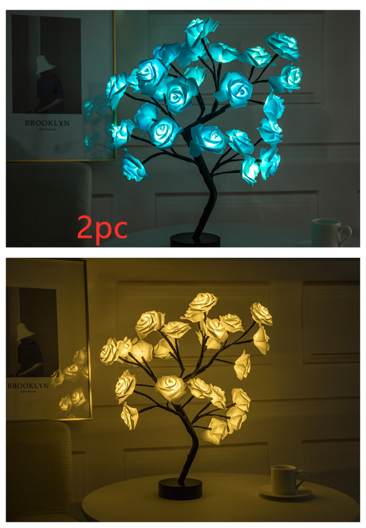 Lámpara LED Flor de Rosa con Árbol Bonsái - Luz Nocturna USB Recargable para Decoración - Image 21
