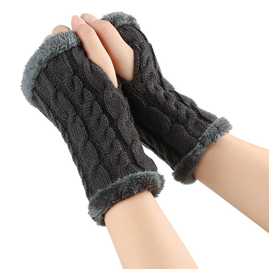 Guantes de Invierno Tejidos sin Dedos - Lana Térmica Gruesa para Mujer - Image 11