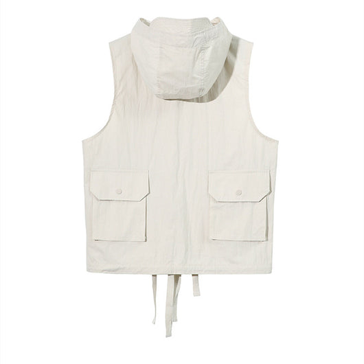 Chaleco Retro de Trabajo Holgado con Capucha para Hombre - Diseño Nicho Sin Mangas - Image 5