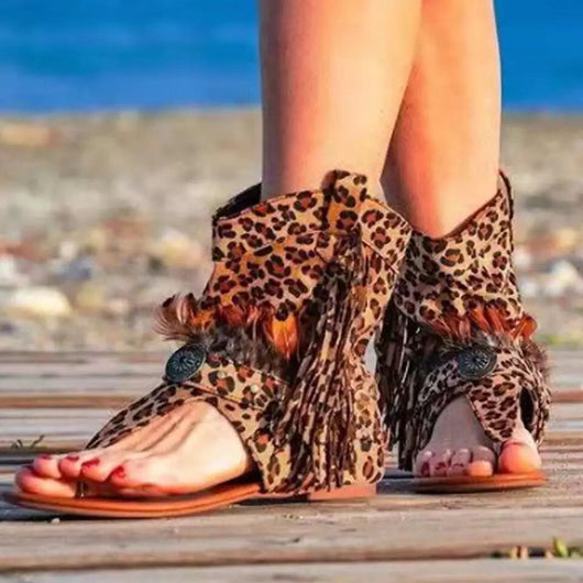 Chanclas Leopardo con Flecos