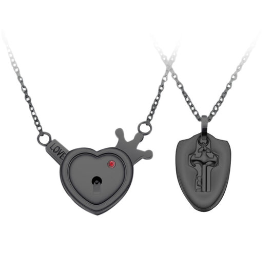 Conjunto de Joyas para Pareja de Acero de Titanio - Pulsera de Candado y Collar de Llave - Image 19