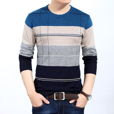 Suéter de Cuello Redondo con Bloques de Color para Hombre Joven - Image 33