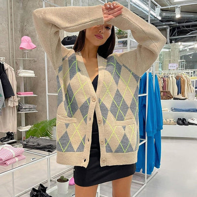 Cardigan de Lana con Bolsillos Contrastados y Cuello en V - Image 13