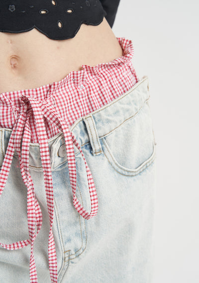 Jeans Rosa con Diseño Patchwork Cuadros para Mujer - Image 10