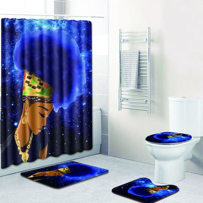 Juego de Cortina de Baño, Tapete y Funda de Inodoro Estampado Africano - 4 Piezas - Image 16