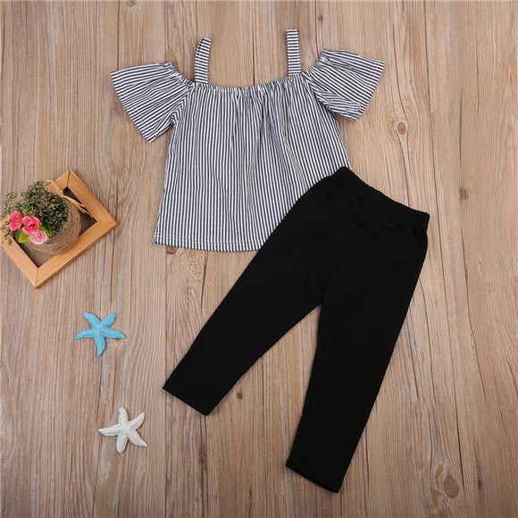 Conjunto Infantil Verano: Blusa Tirantes Rayas y Pantalón Corto