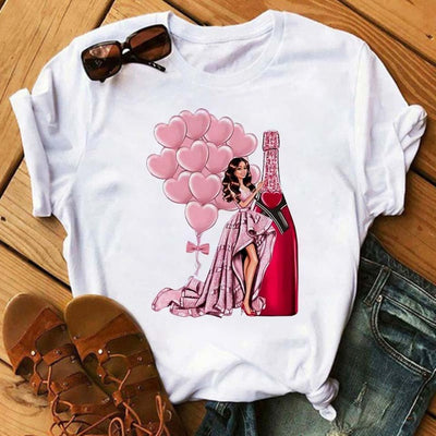 Playera Kawaii Copa de Vino Rose Gold - Image 29